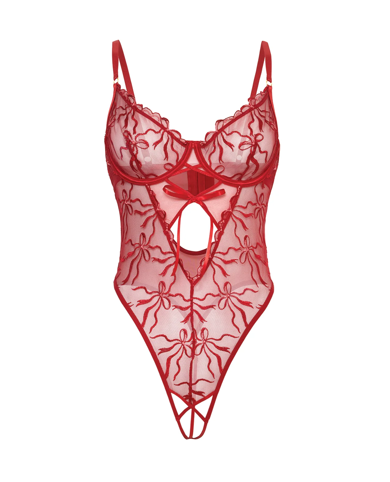 Mariah Embroidered Mesh Underwire Teddy - Burgundy 2X - Image 4