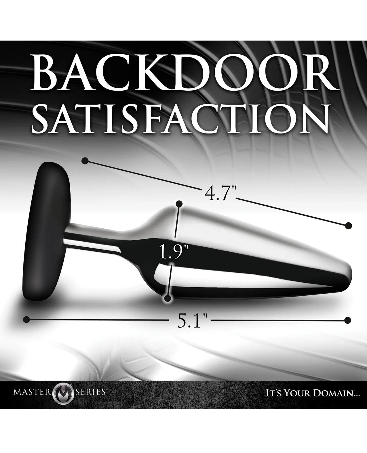 Master Series Butt Slut Metal & Silicone Butt Plug - Metal/Black - Image 4