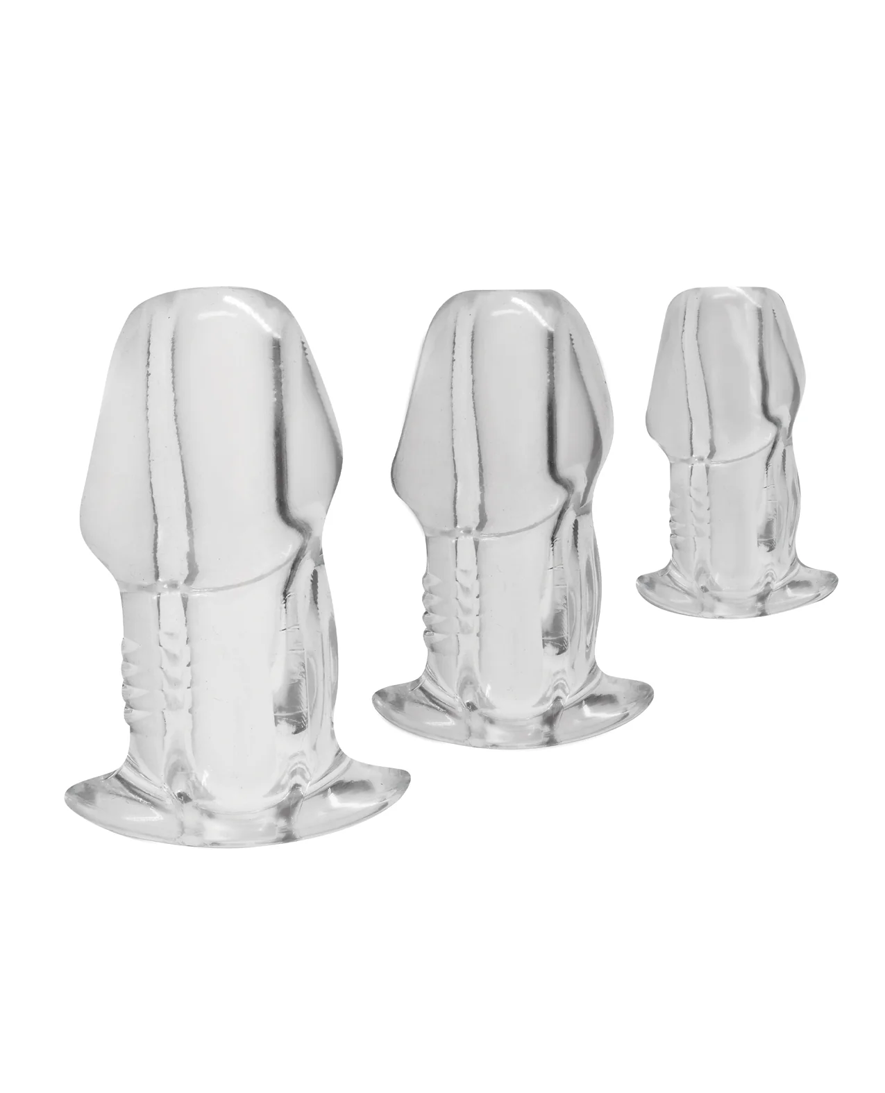 Master Series - Dicked Clear Hollow Anal Plug 3 pc Set - Image 3
