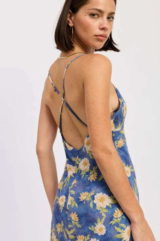 MAXI FLORAL CROSS TIE BACK DRESS - Image 6