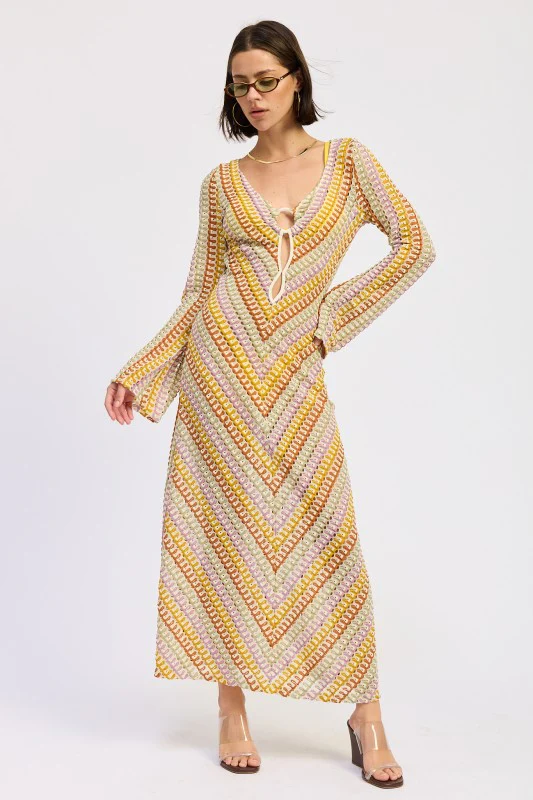 MAXI LONG SLEEVE CROCHET DRESS - Image 4
