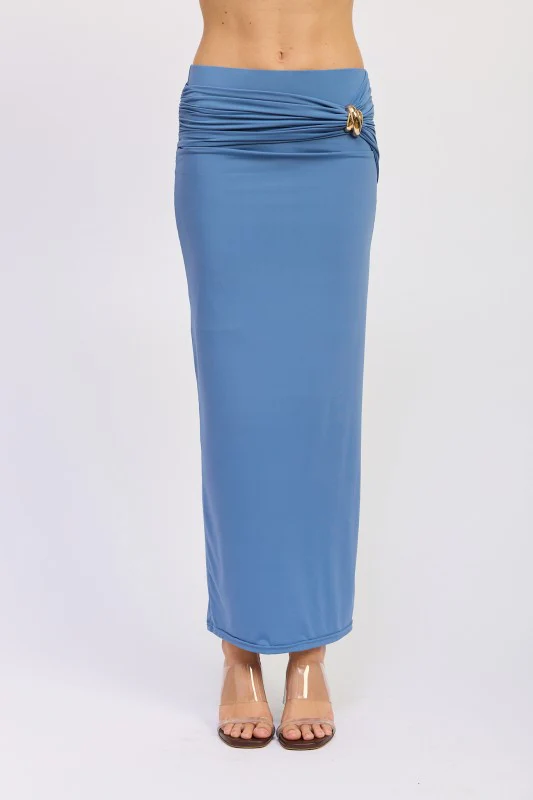 MAXI RUCHED KNITSKIRT WITH GOLD TRIM - Image 18
