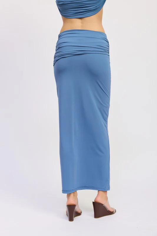 MAXI RUCHED KNITSKIRT WITH GOLD TRIM - Image 23