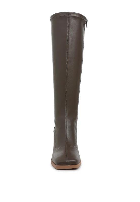 Menomi Faux Leather Block Heel Boots - Image 4