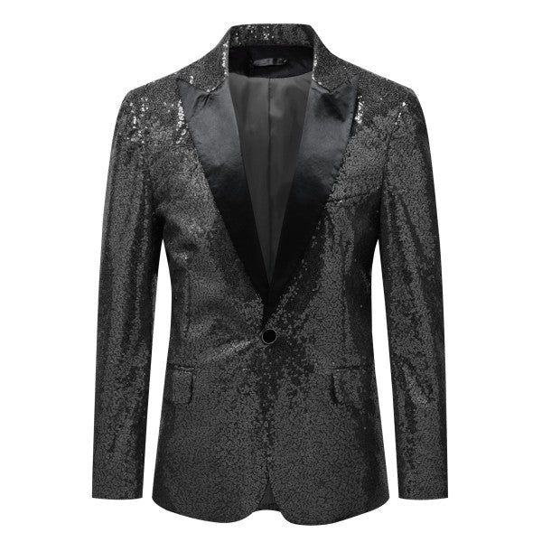 Mens Sequin Contrast Color Collar Tuxedo Jacket
