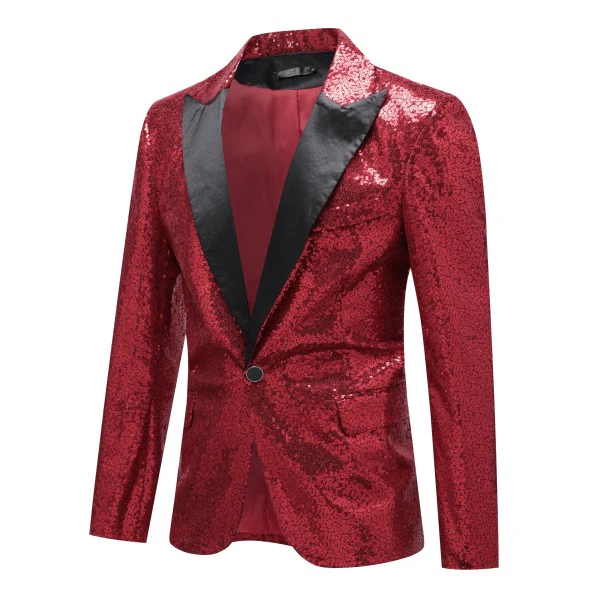 Mens Sequin Contrast Color Collar Tuxedo Jacket - Image 34