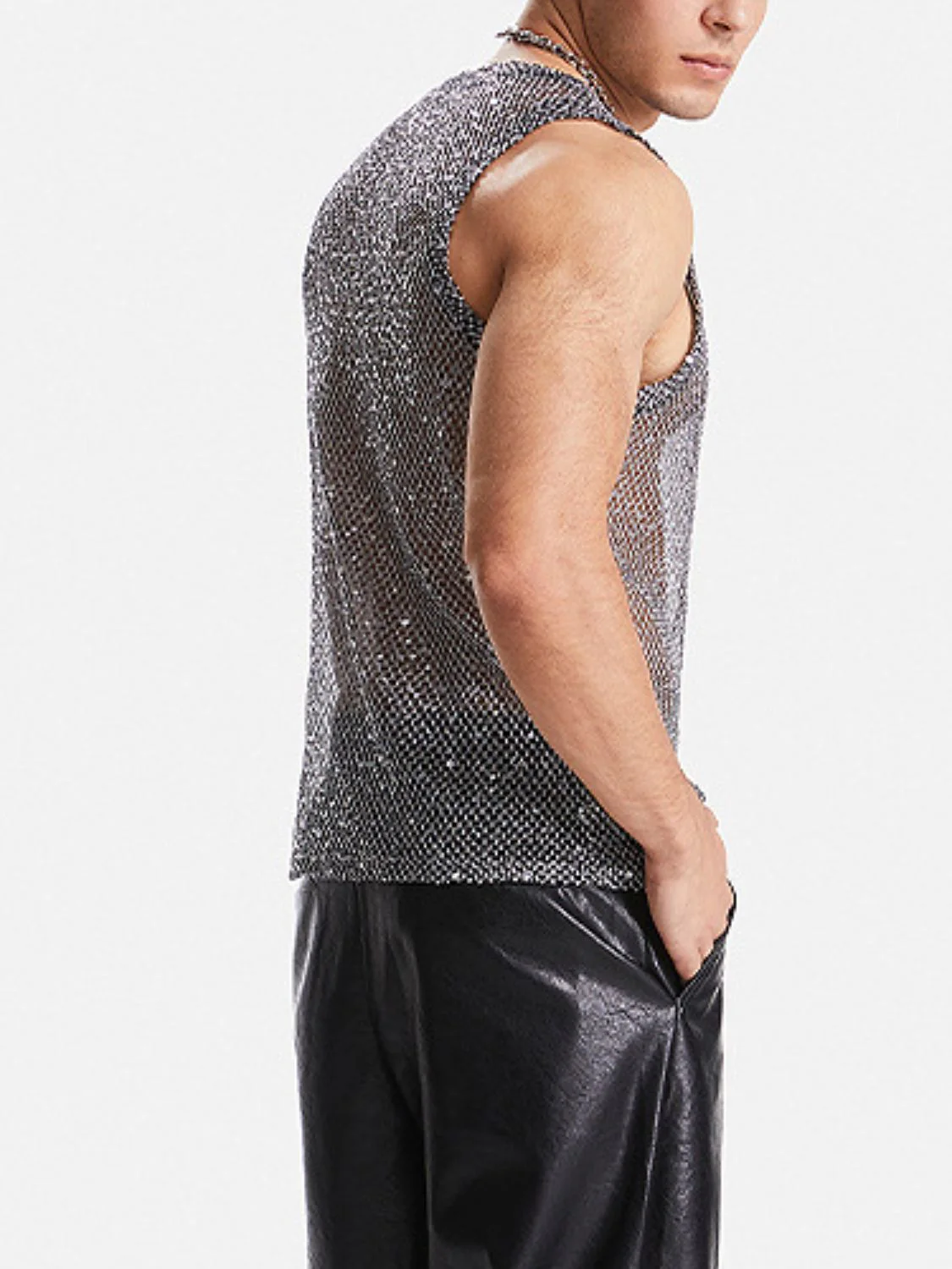 Men's Sequin Round Neck Tank - Image 2
