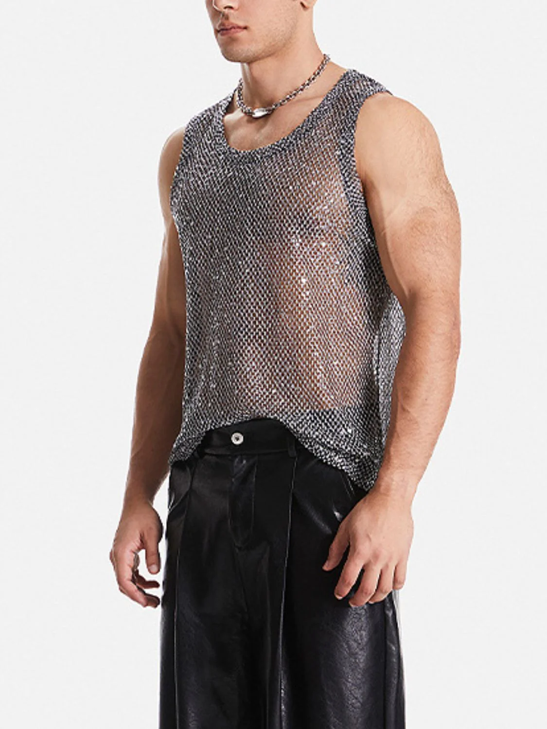 Men's Sequin Round Neck Tank - Image 3