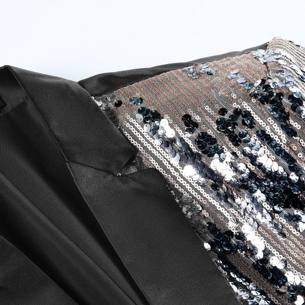 Mens Sliver Sequin Patchwork Tuxedo Jacket - Image 5