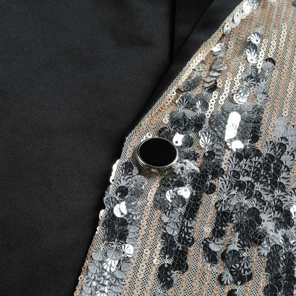 Mens Sliver Sequin Patchwork Tuxedo Jacket - Image 8