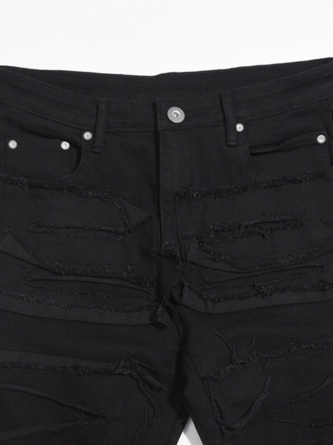 Men's Washed Distressed Panelled Jeans - Image 3