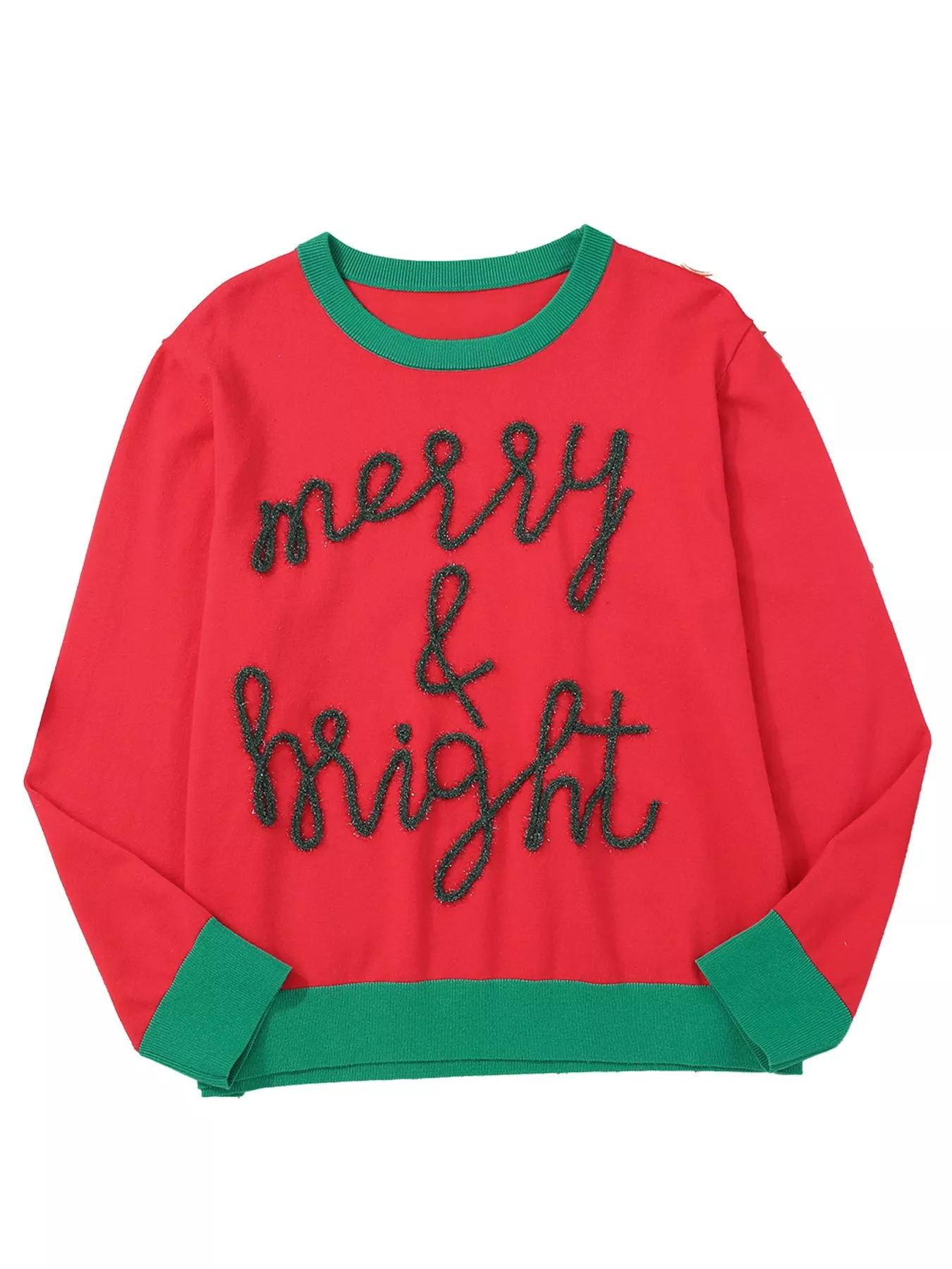 Merry & Bright Christmas Round Neck Sweater - Image 5