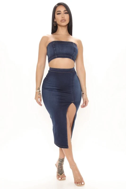 Miami Skirt Set in Dark Denim