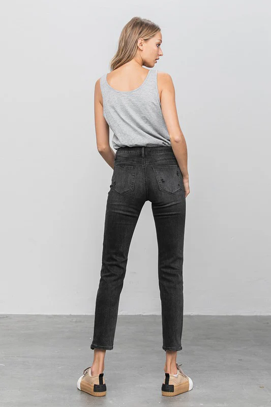 Mid Rise Distressed Straight Jeans - Image 9