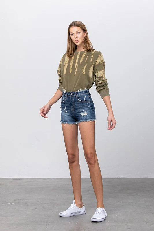 MID-RISE PREMIUM DISTRESSED SHORTS - Image 3