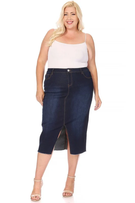 Midi denim skirt plus size - Image 2