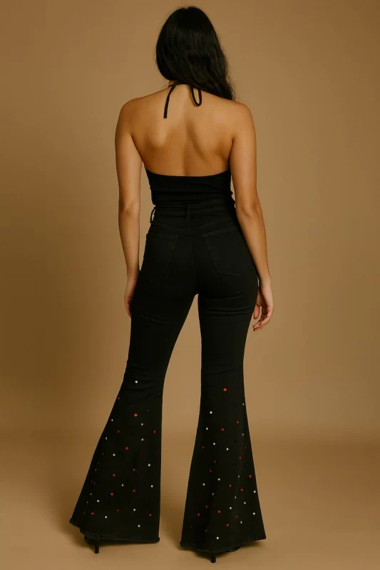 Midnight Bell Bottom Jean Halloween Rhinestones - Image 2