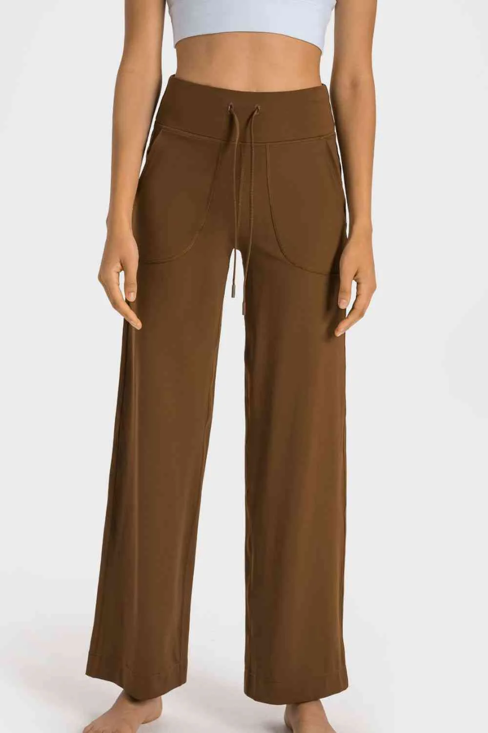 Millennia Drawstring Waist Wide Leg Sports Pants with Pockets - Image 6