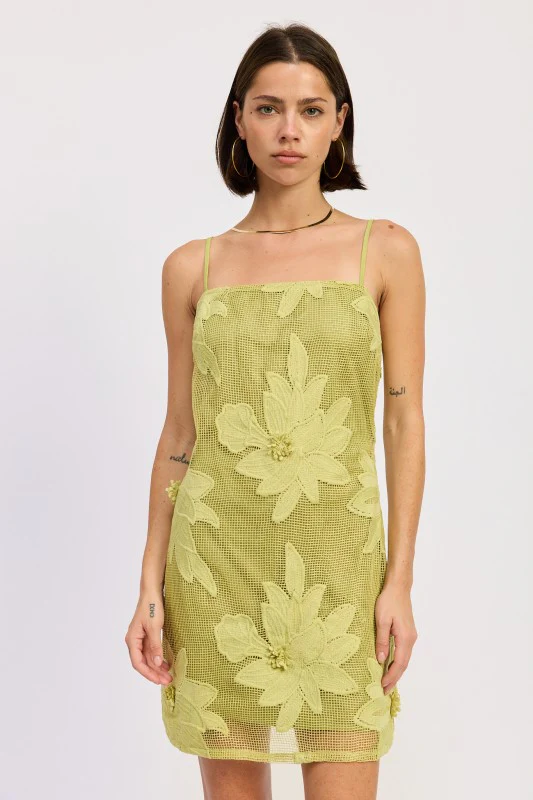 MINI FLORAL APPLIQUE DRESS
