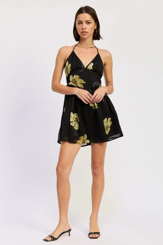 MINI FLORAL HALTER DRESS - Image 4