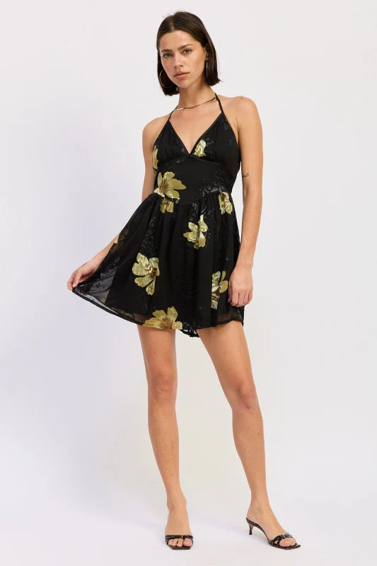 MINI FLORAL HALTER DRESS - Image 5