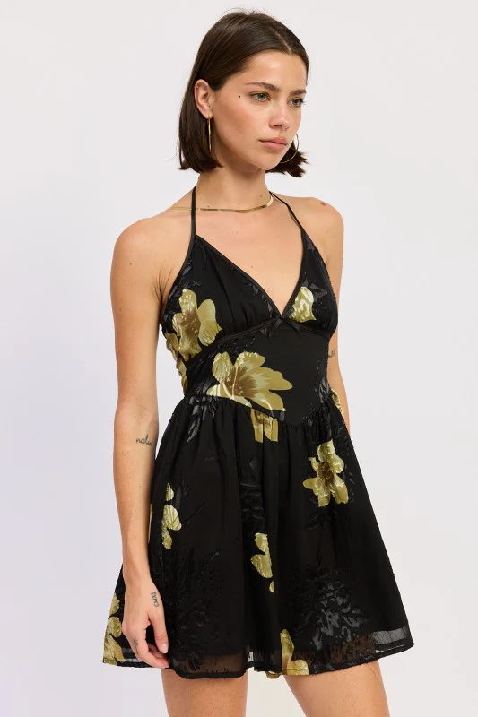 MINI FLORAL HALTER DRESS - Image 7