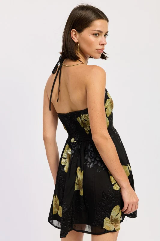 MINI FLORAL HALTER DRESS - Image 8