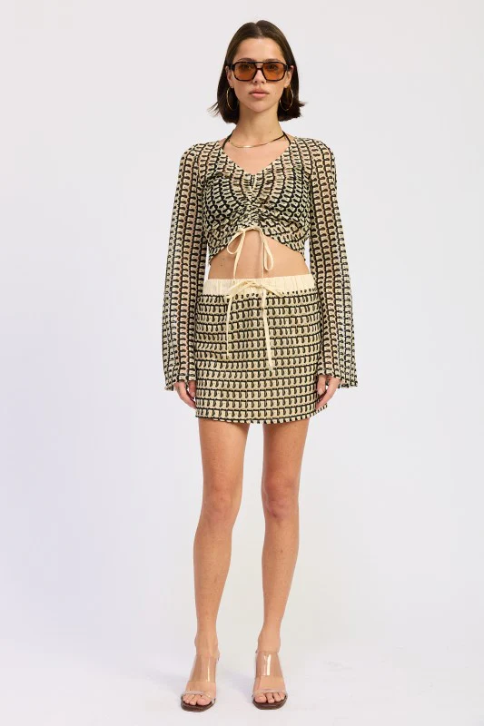 MINI FRONT TIE CROCHET SKIRT