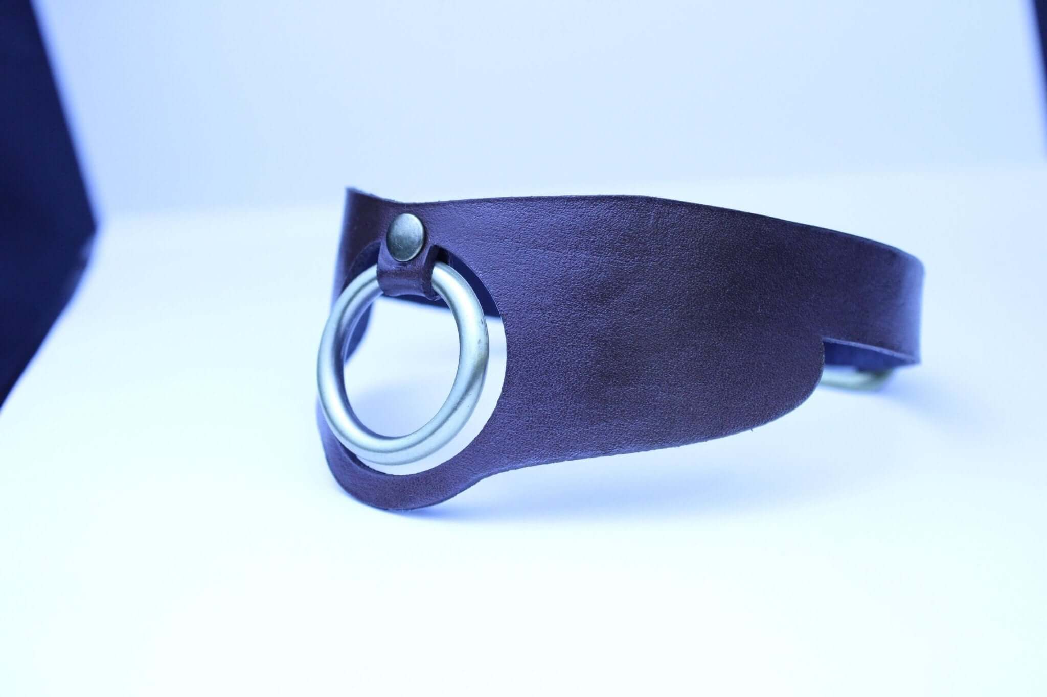 Minimalist BDSM collar Leather Posture Choker with O-Ring - Image 3