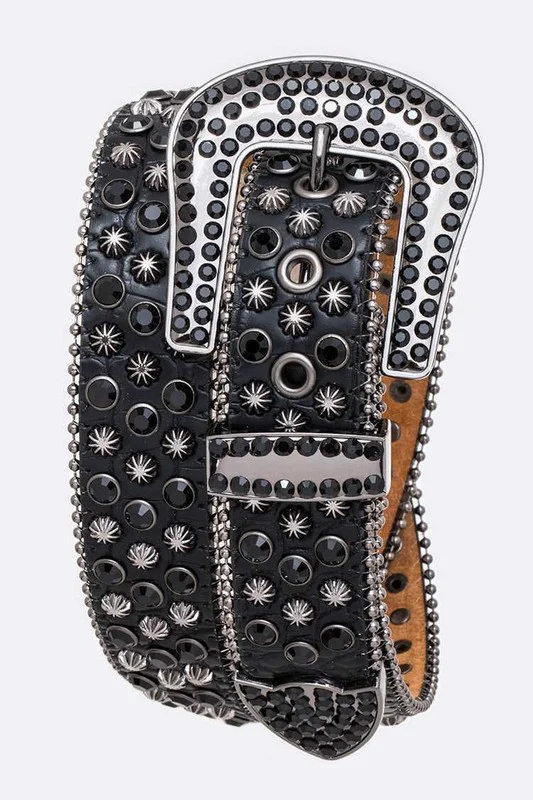 Mix Studs Crystal Western Belt - Image 3