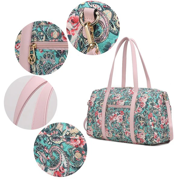 MKF Khelani Quilted Botanical Pattern Duffle Bag - Image 8