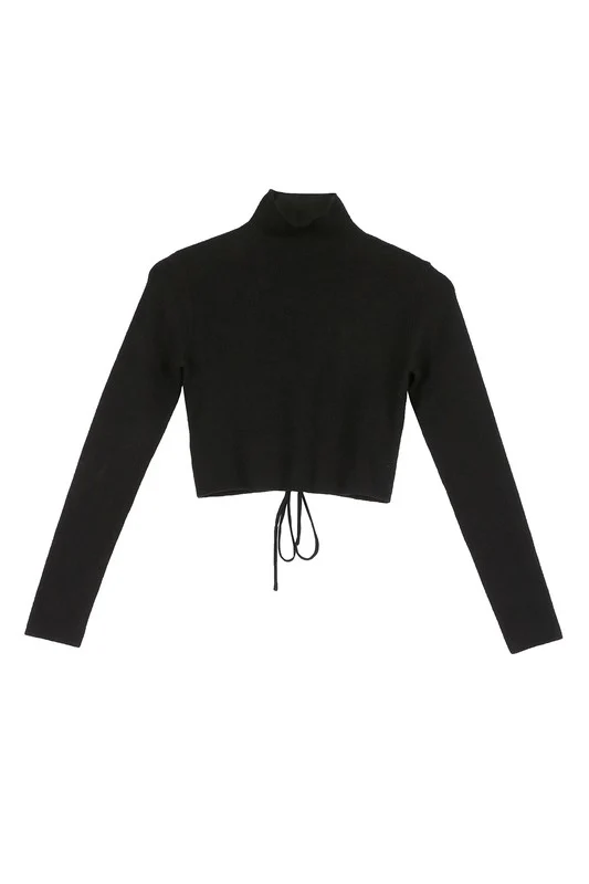 Mock neck lace-up open back top - Image 23