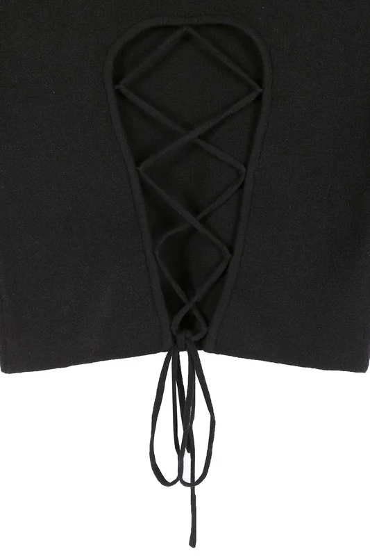 Mock neck lace-up open back top - Image 25