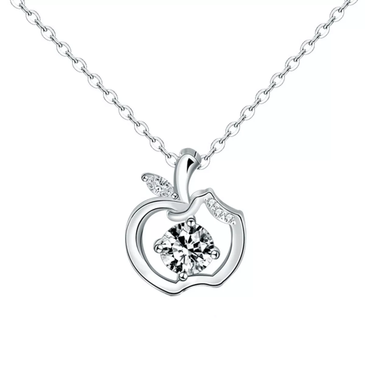 Moissanite 925 Sterling Silver Apple Pendant Necklace - Image 5