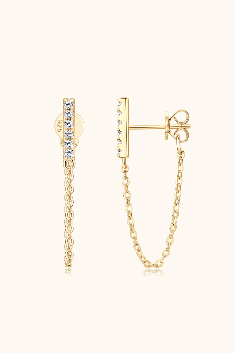 Moissanite 925 Sterling Silver Connected Earrings - Image 6