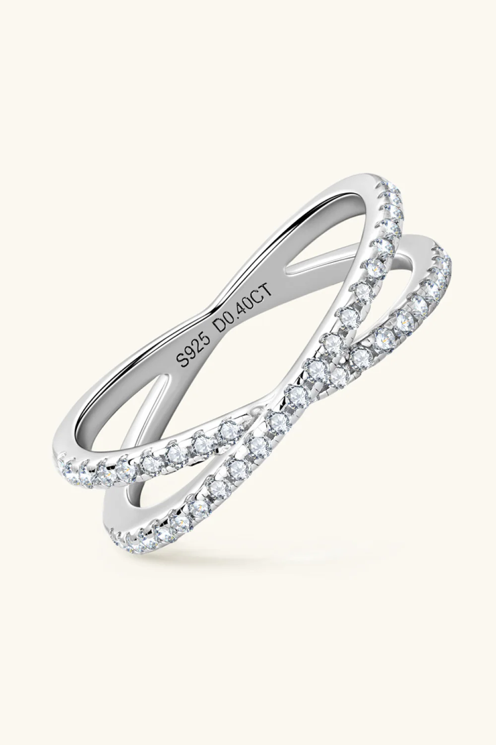 Moissanite 925 Sterling Silver Crisscross Ring - Image 3