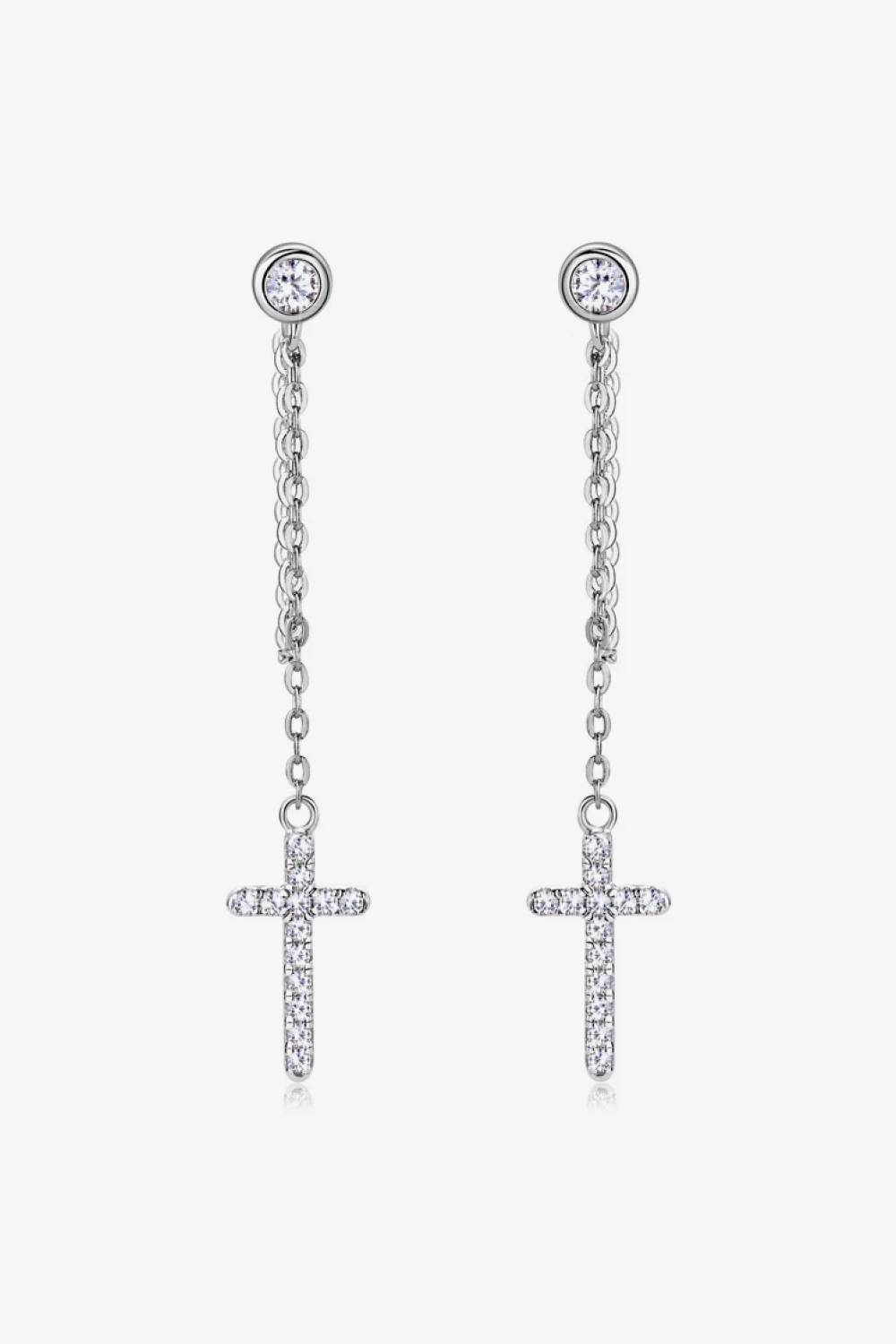 Moissanite 925 Sterling Silver Cross Earrings