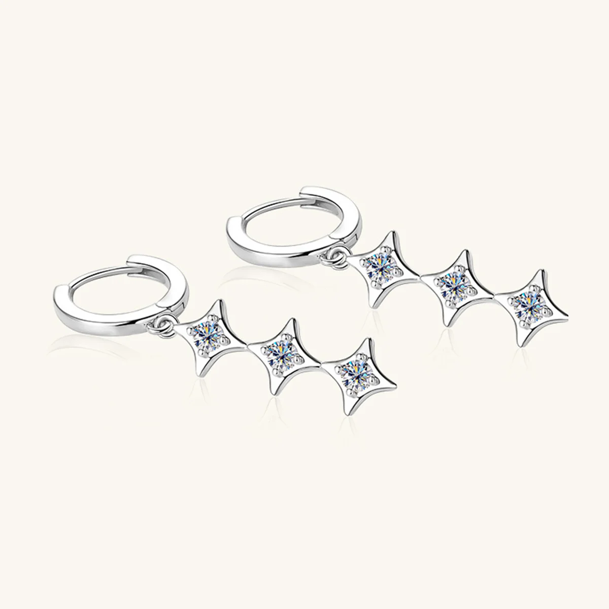 Moissanite 925 Sterling Silver Geometric Shape Earrings - Image 7