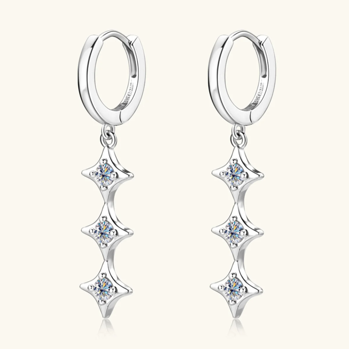 Moissanite 925 Sterling Silver Geometric Shape Earrings - Image 8
