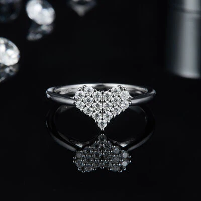 Moissanite 925 Sterling Silver Heart Ring - Image 2