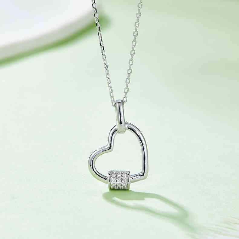 Moissanite 925 Sterling Silver Heart Shape Necklace - Image 3
