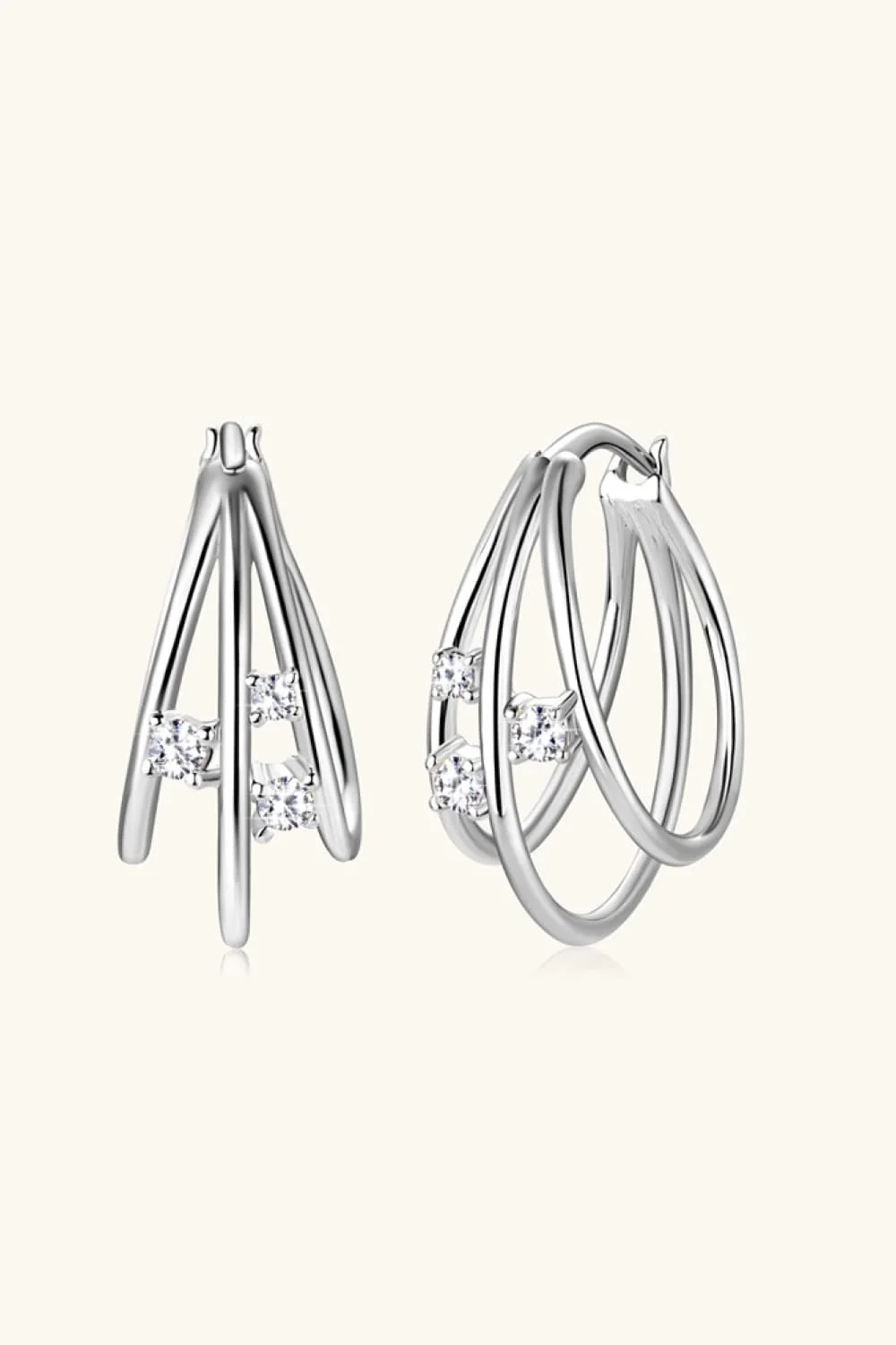 Moissanite 925 Sterling Silver Layered Earrings - Image 5