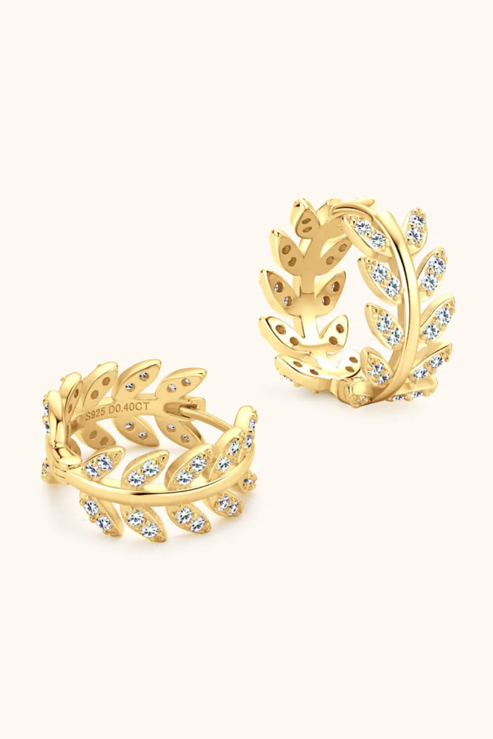 Moissanite Leaf 925 Sterling Silver Earrings - Image 4