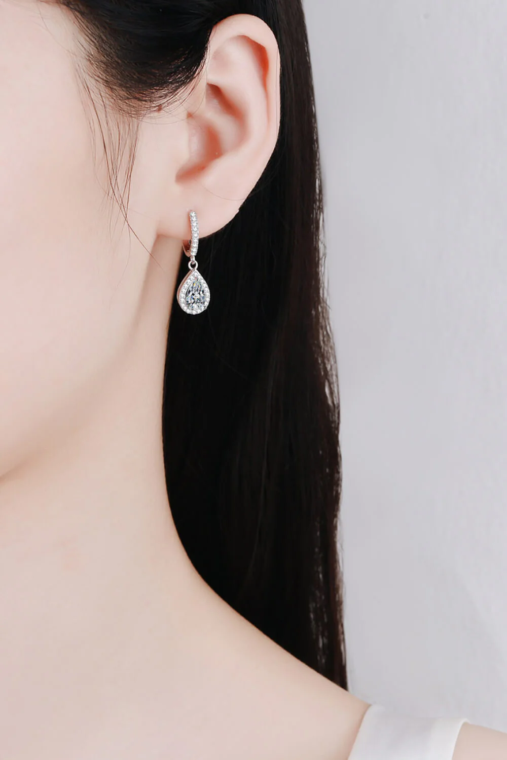 Moissanite Teardrop Earrings - Image 2