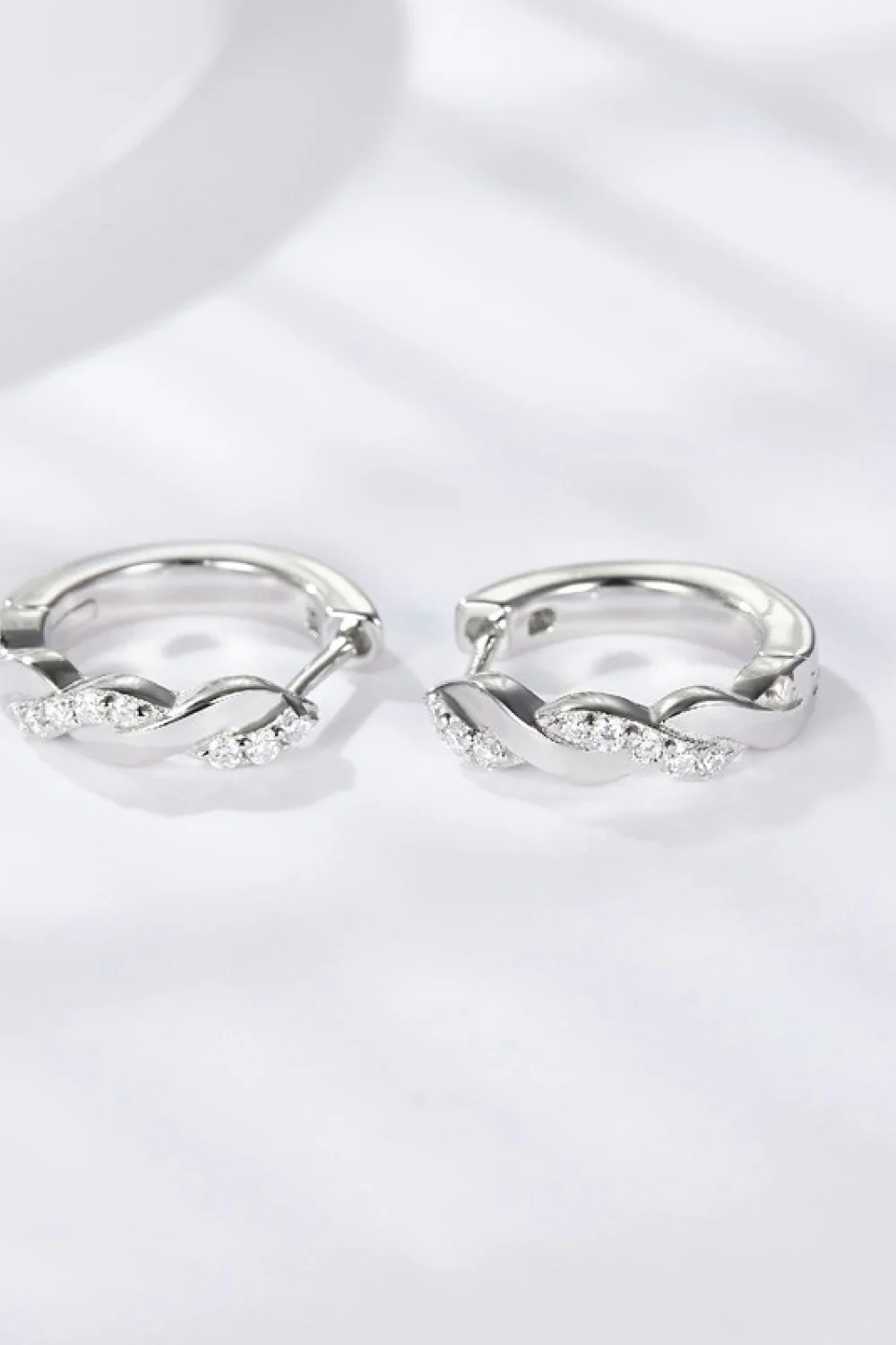 Moissanite Twisted Platinum-Plated Earrings - Image 4
