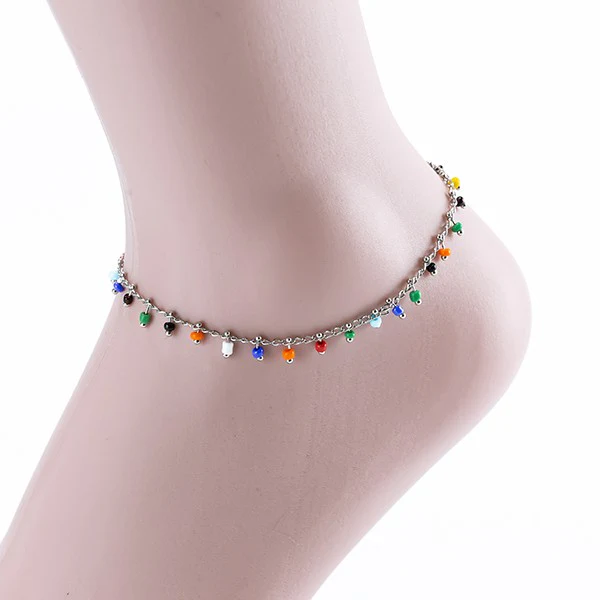 MULTI COLOR BEADED ANKLET BRACELET - Image 2