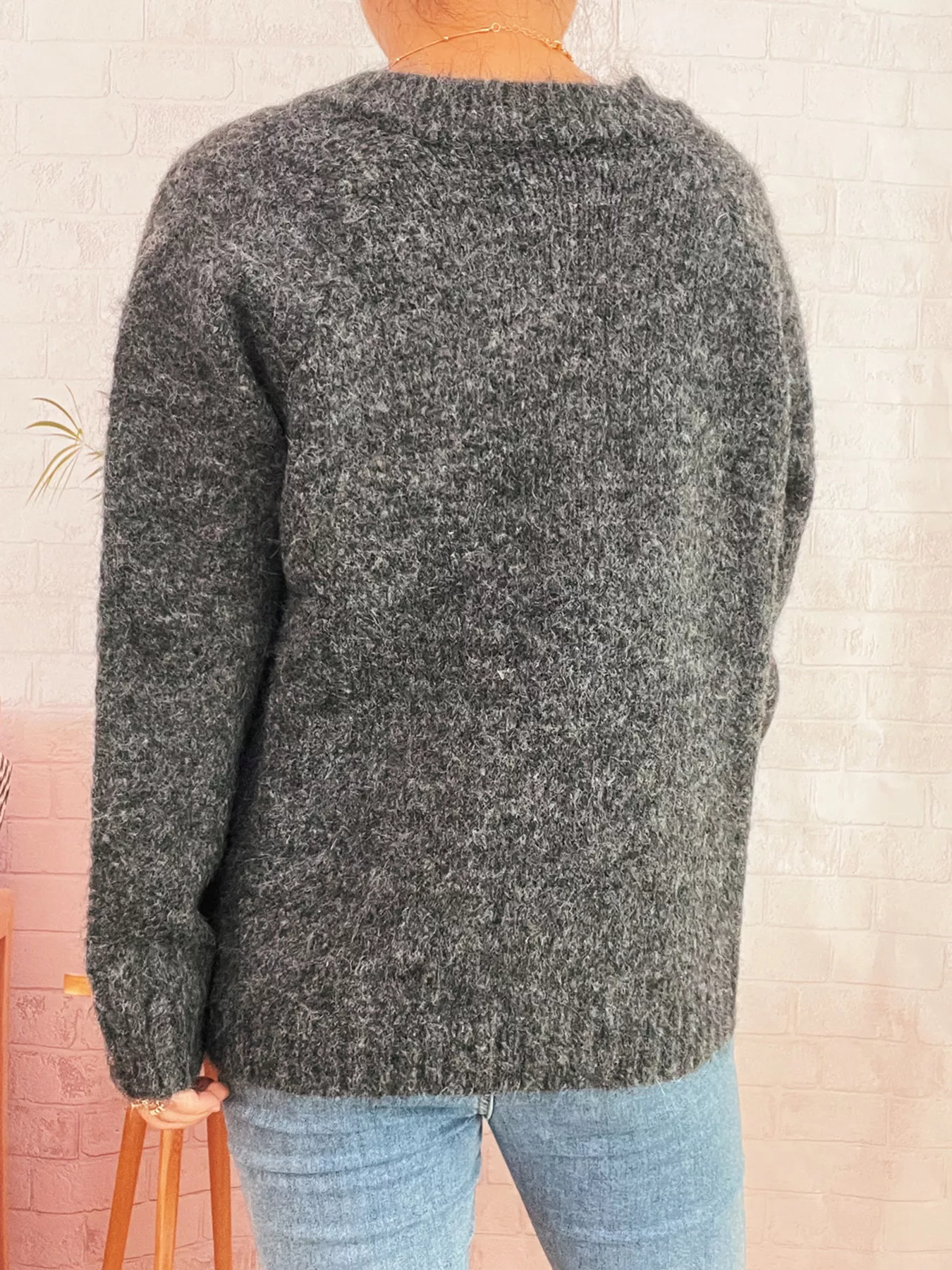 Mushroom Pattern Button-Up Cozy Knit Cardigan - Image 11