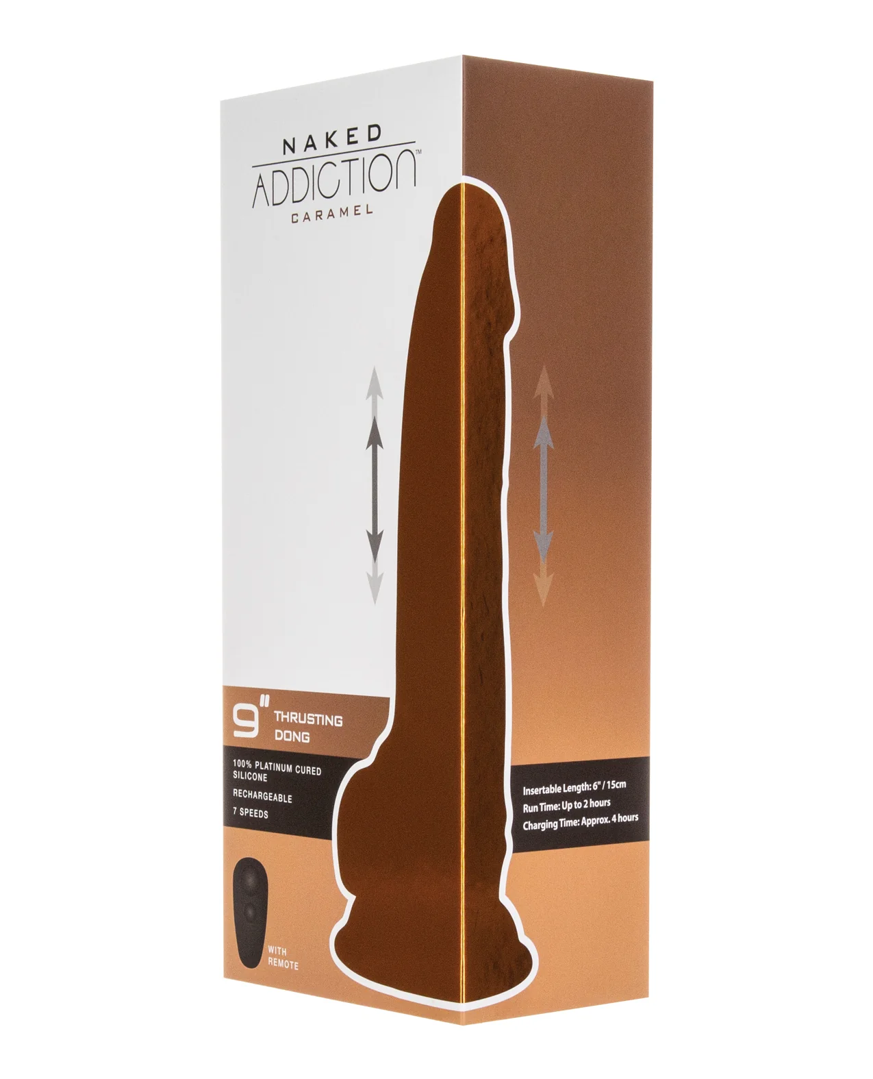 Naked Addiction 9" Thrusting Dong w/Remote - Caramel - Image 2