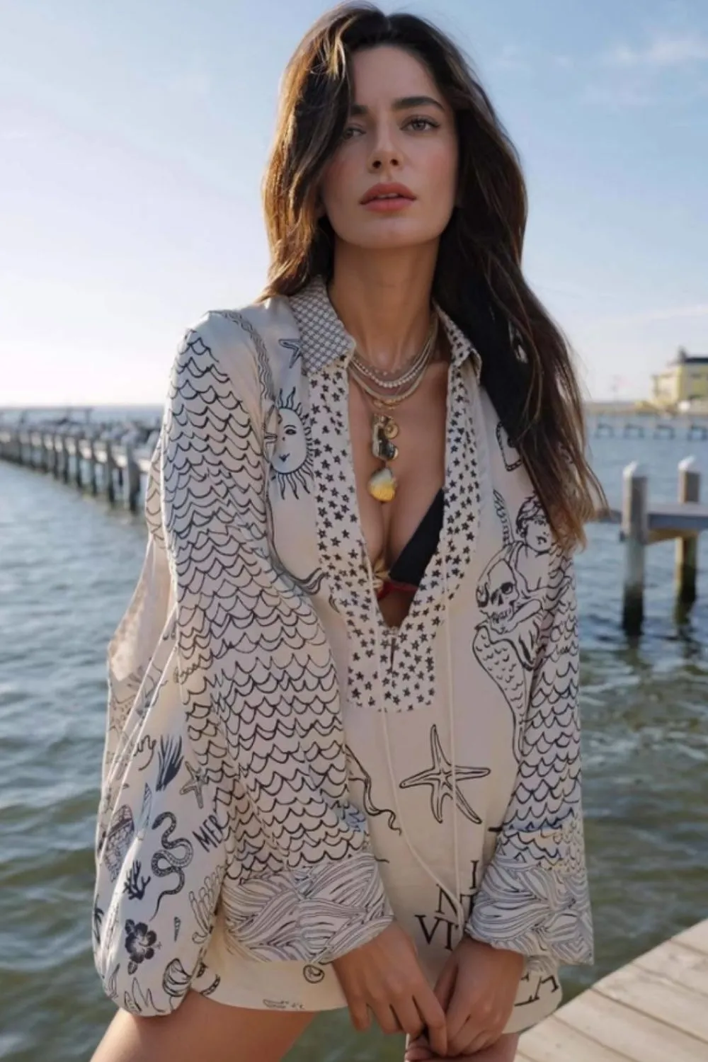 Nautical Print Top and Shorts Set - Image 2