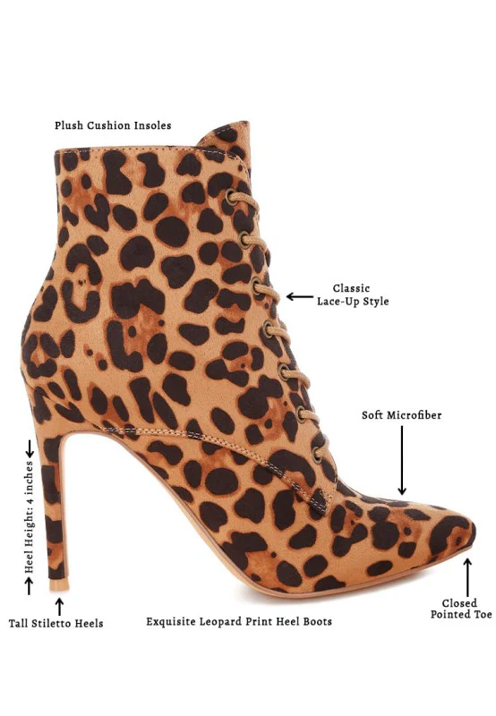 Nesta Leopard Stiletto Heel Lace Up Boots - Image 14